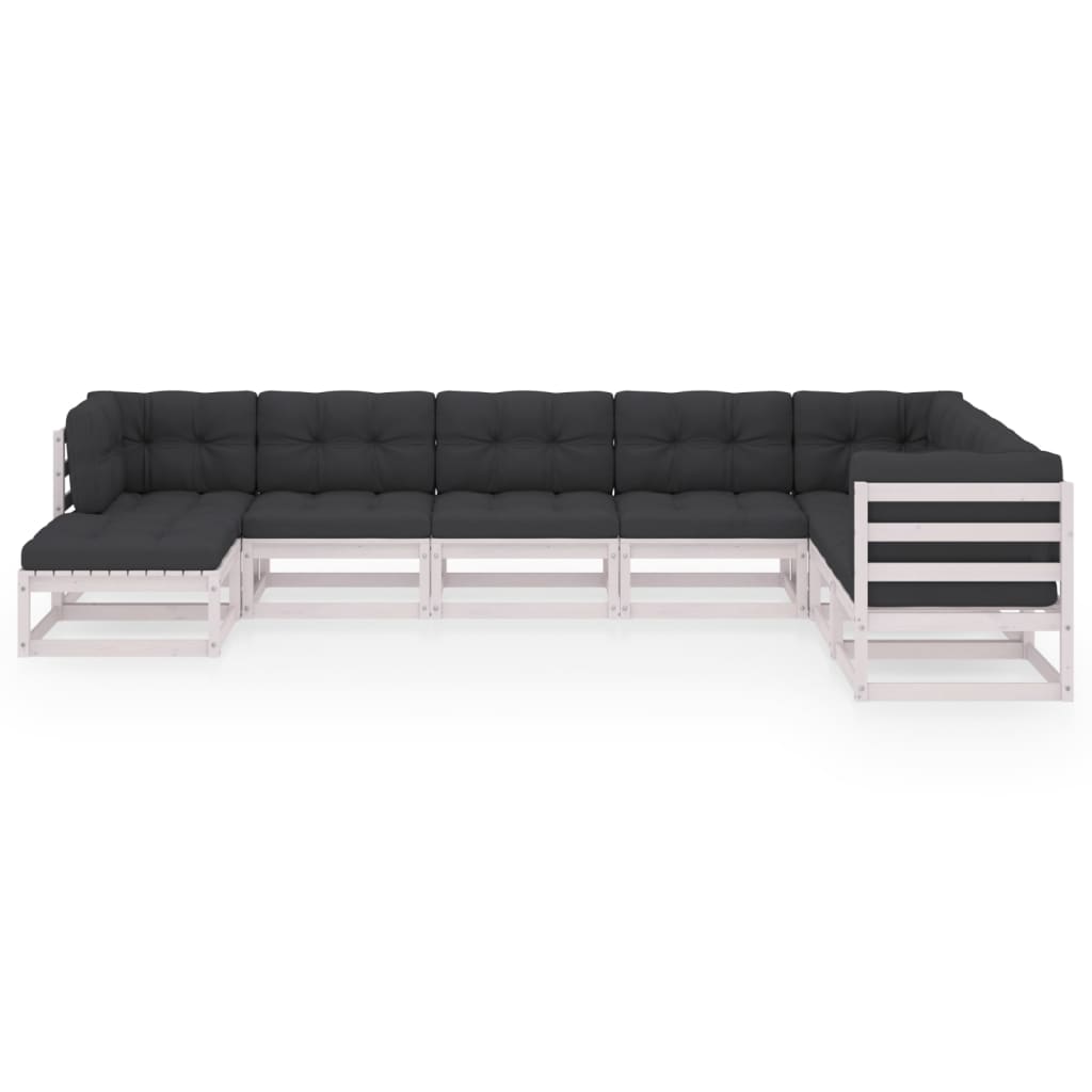 vidaXL 8-delige Loungeset met kussens massief grenenhout