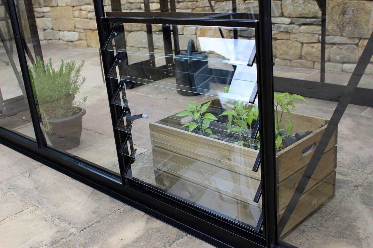 Hortus Tuinkas Louvreraam 6L Veiligheidsglas Zwart Eden - 