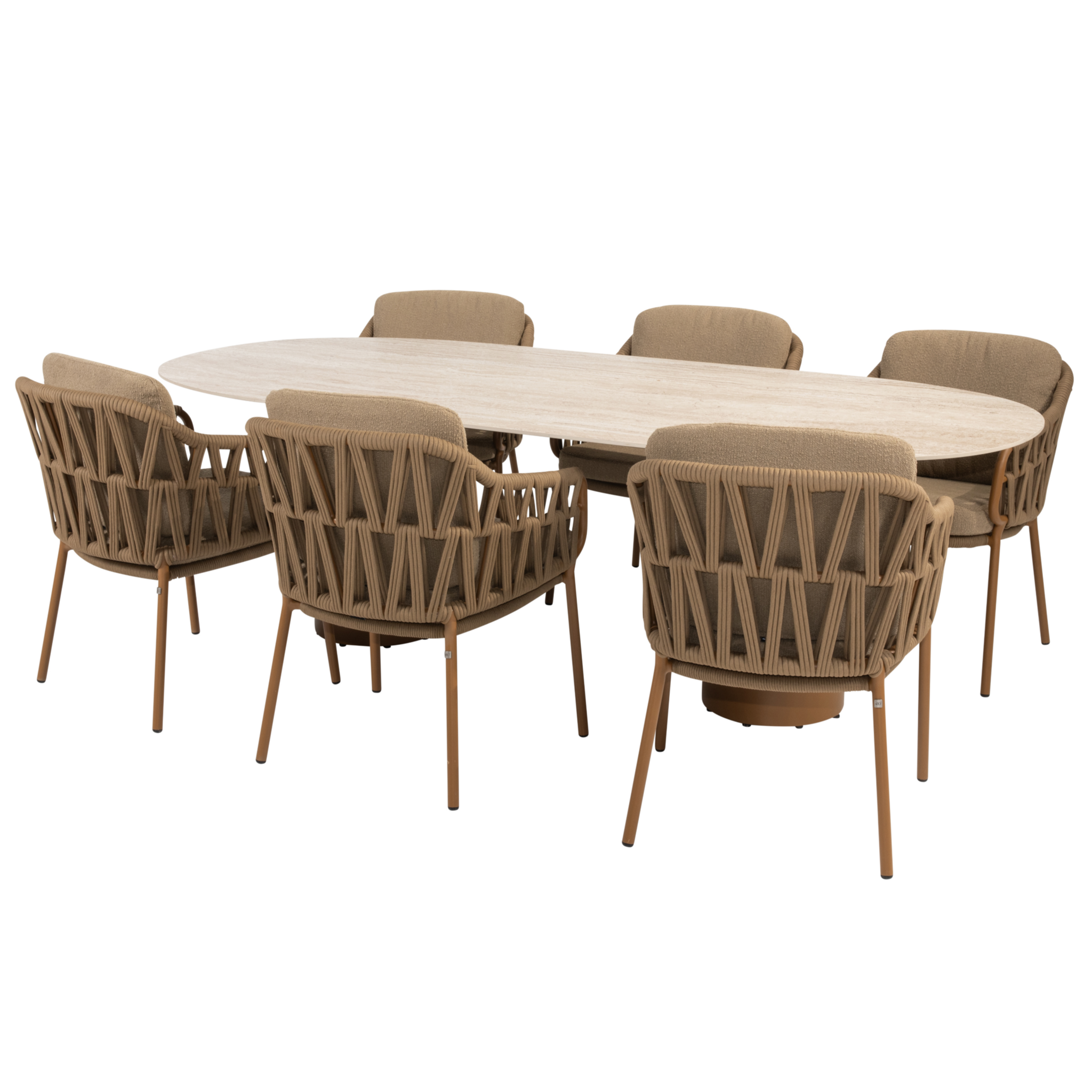 4 Seasons Outdoor Colorado Biarritz dining tuinset 240x105xH75 cm 7 delig keramiek amber