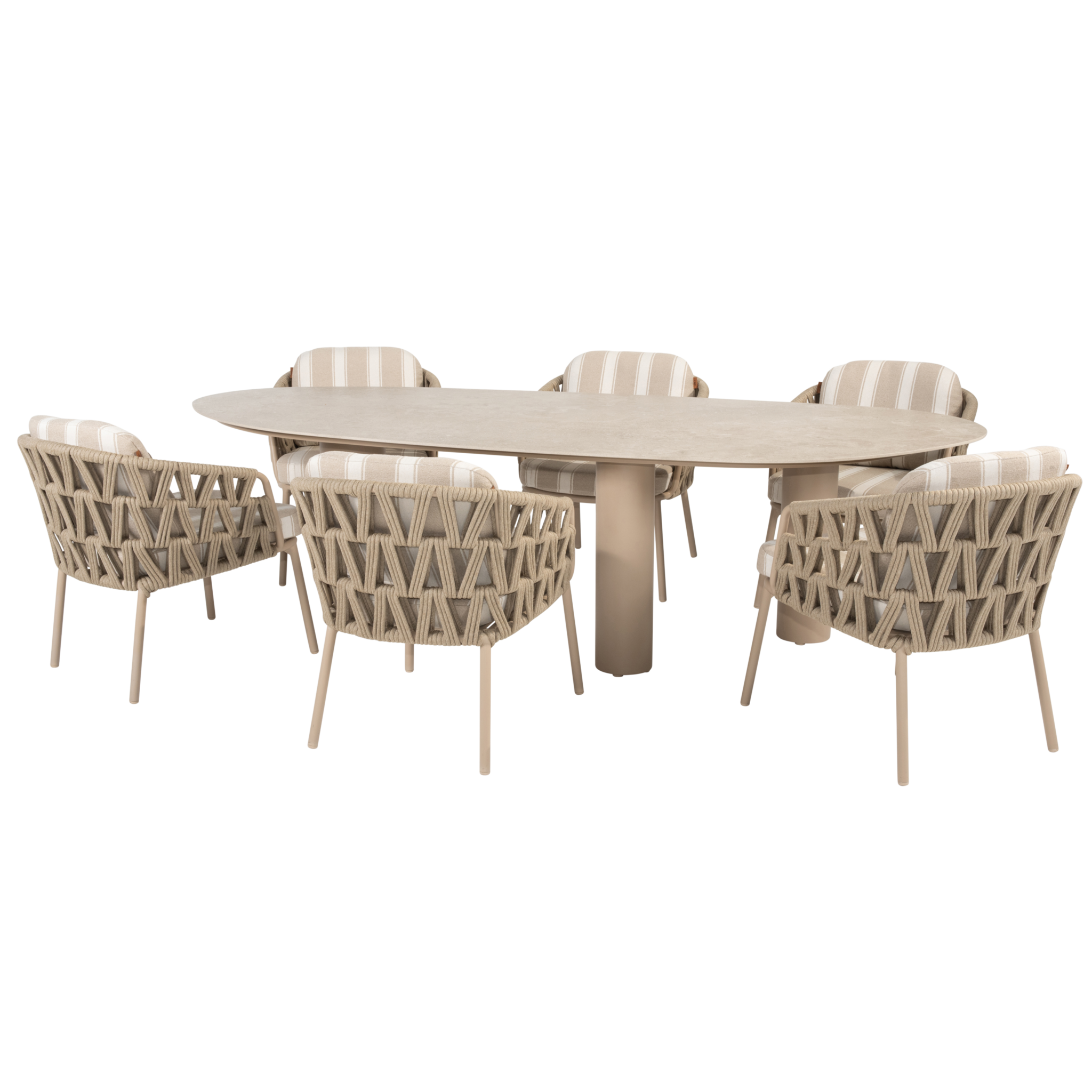 4 Seasons Outdoor Estate Beverly dining tuinset 240x105xH75 cm mango 7 delig keramiek latte
