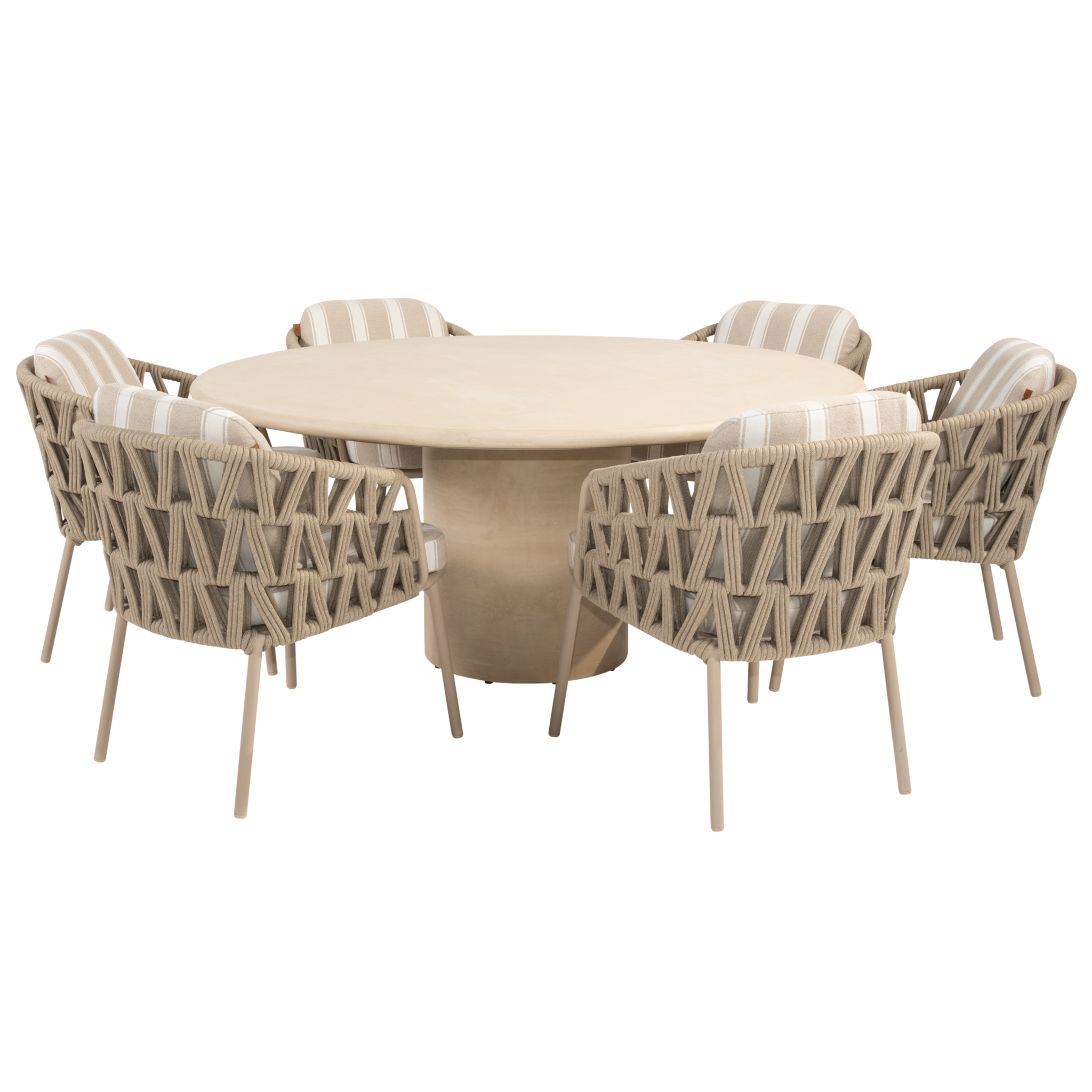 4 Seasons Outdoor Hampton Beverly dining tuinset 160xH75 cm rond 7 delig mortex latte