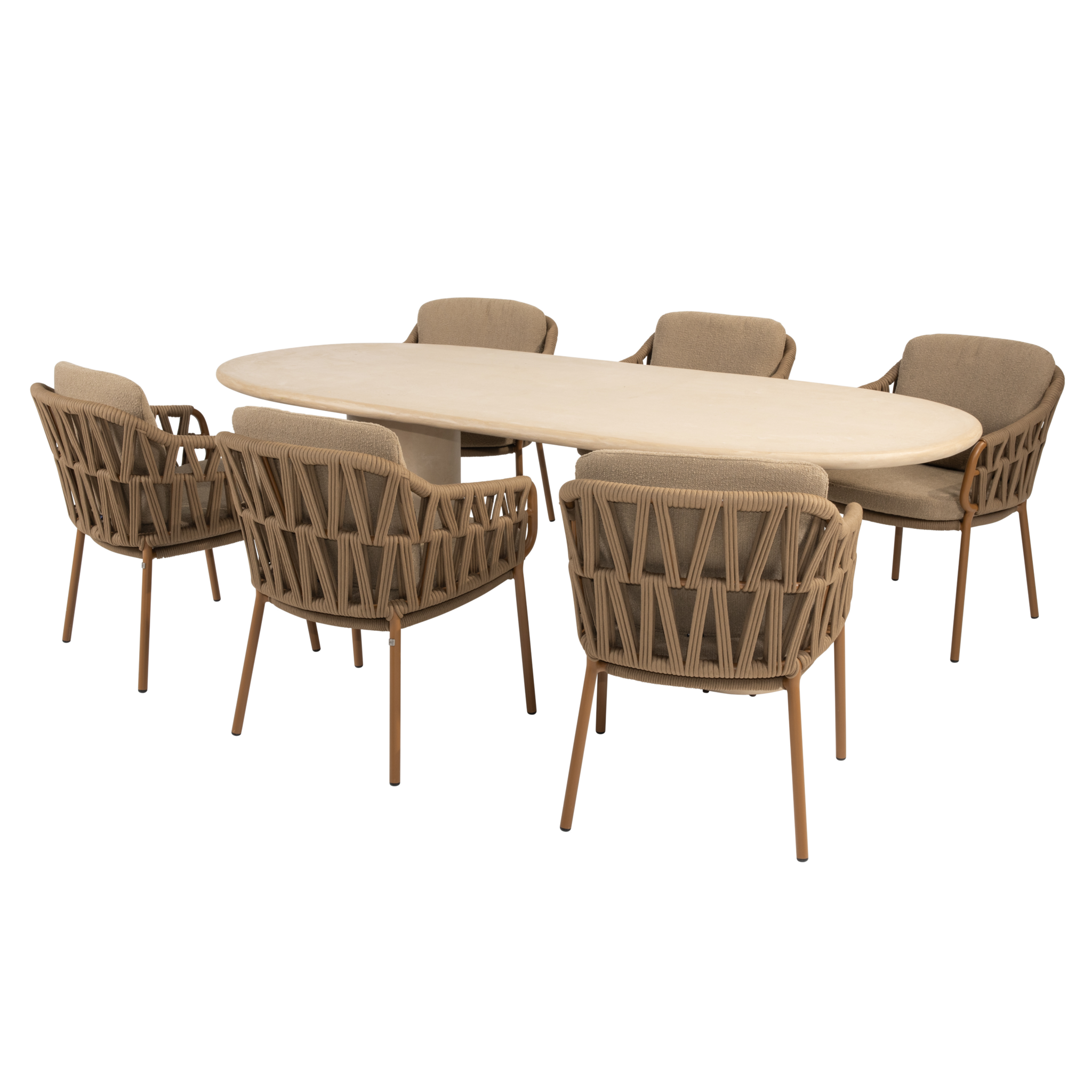 4 Seasons Outdoor Hampton Biarritz dining tuinset 240x105xH75 cm 7 delig mortex amber