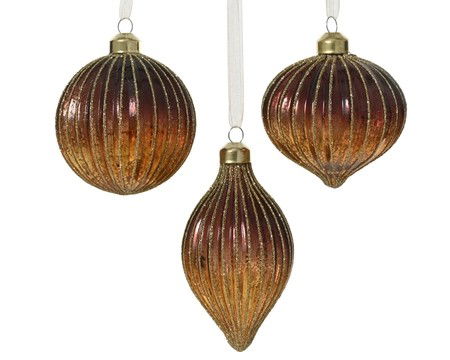 Decoris Kerstbal glas d8 cm bruin a3  -