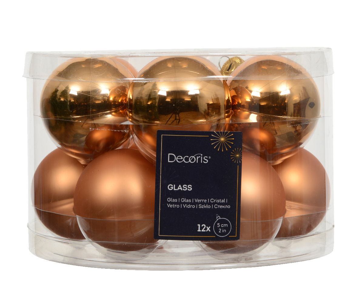 Decoris Kerstballen glas d5 cm brandy 12 st  -
