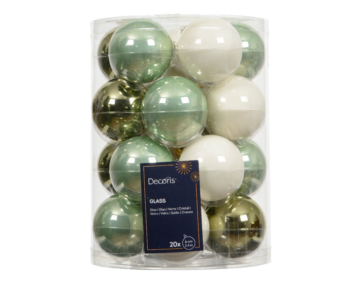 Decoris Kerstballen glas d6 cm groen 20 st  -