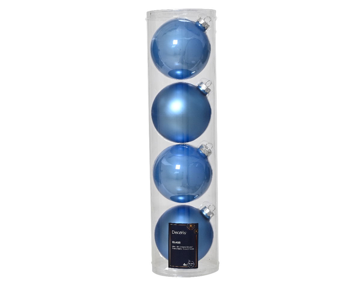 Decoris Kerstballen glas d10 cm sky blue 4 st  -