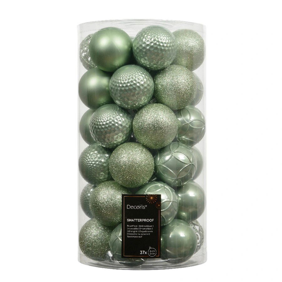 Decoris Kerstbal kunststof d6 cm groen 37 st  -