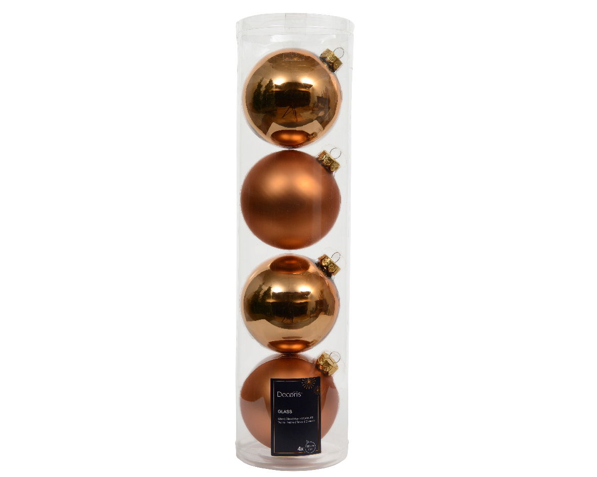 Decoris Kerstballen glas d10 cm brandy 4 st  -
