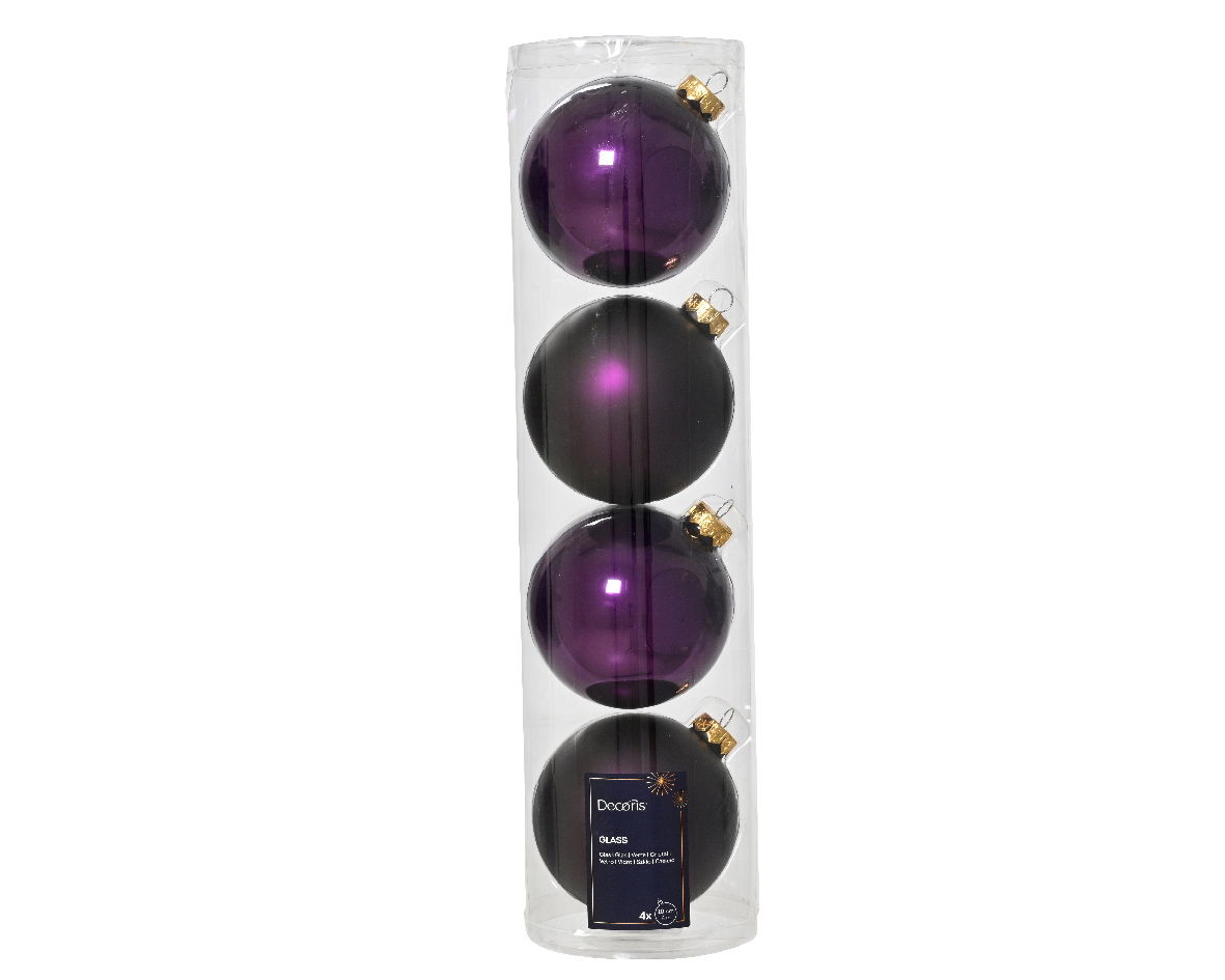 Decoris Kerstballen glas d10 cm vijg 4 st  -