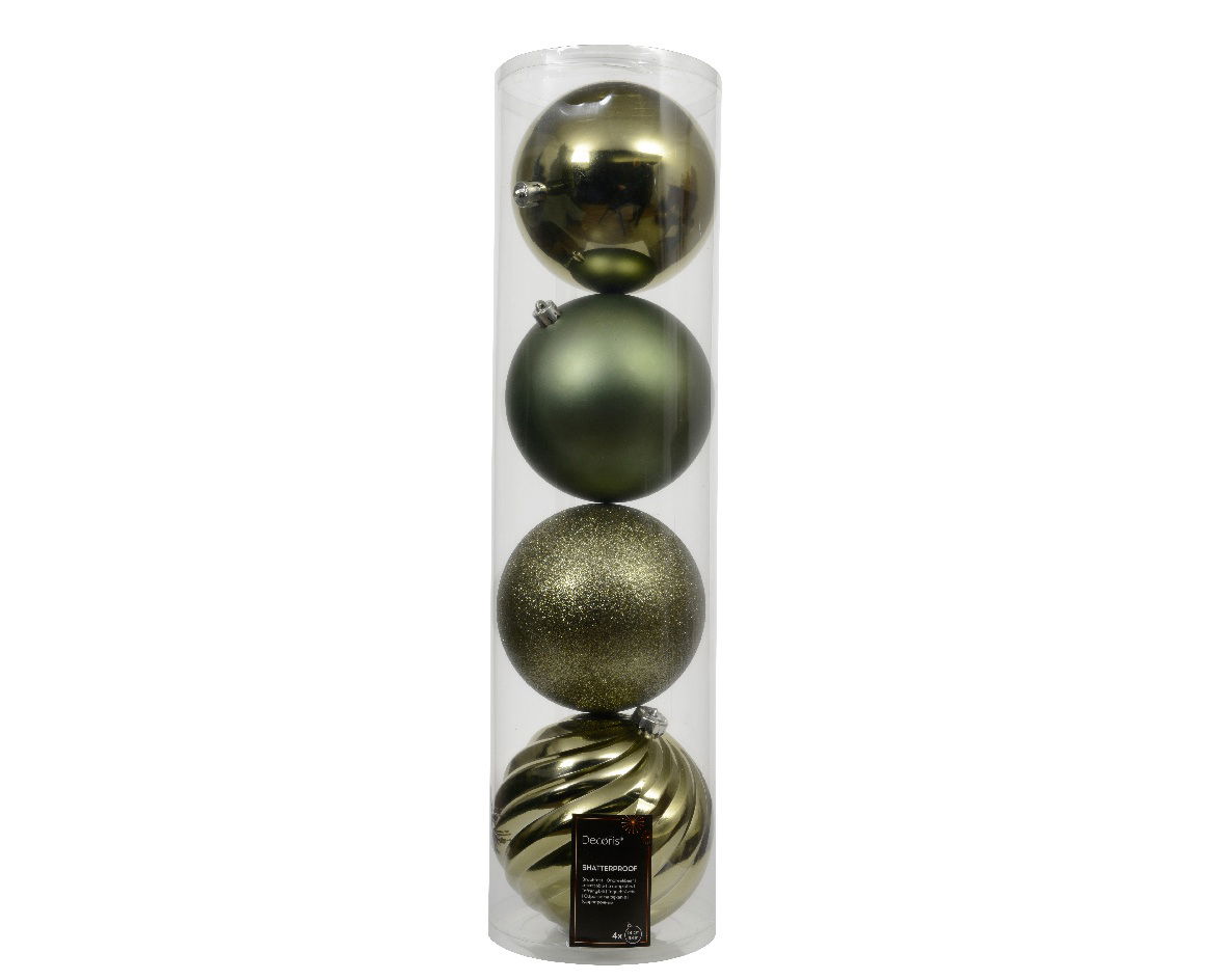 Decoris Kerstballen kunststof d14 cm rosemarijn 4 st  -