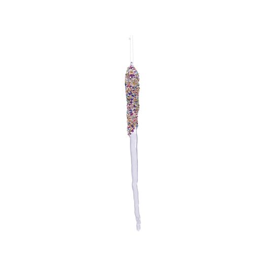 Decoris Kersthanger Ijspegel Glitter - Transparant/Multi  -