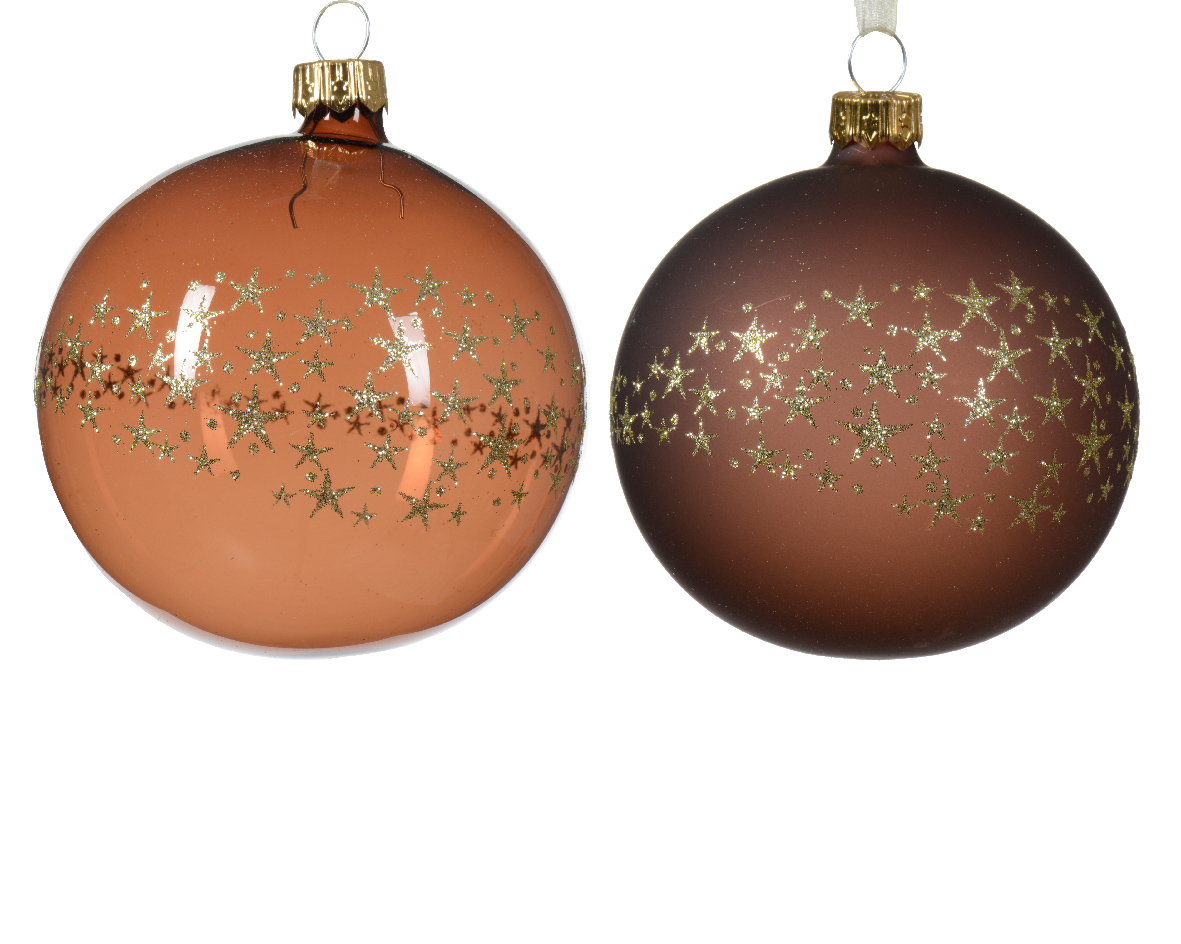 Decoris Kerstbal glas d8 cm espresso a2 IV kerst  -
