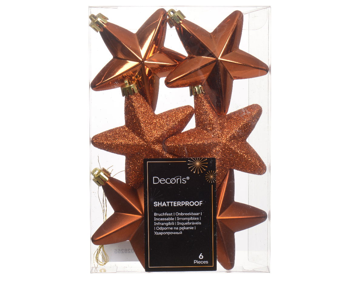 Decoris Ster plastic l2b7.5h7.5 cm w.cdr 6st kerst  -