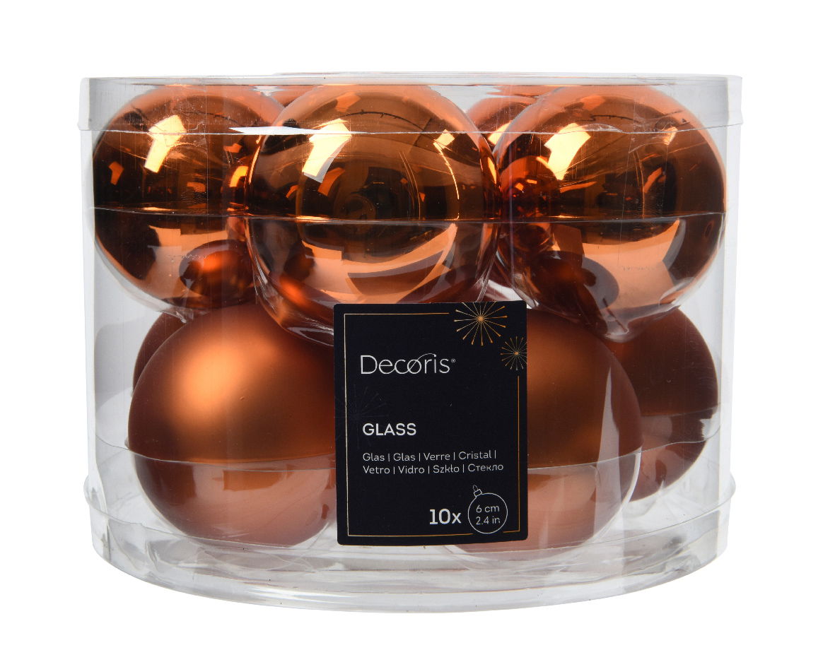Decoris Kerstbal glas d6 cm warme cider 10st  -