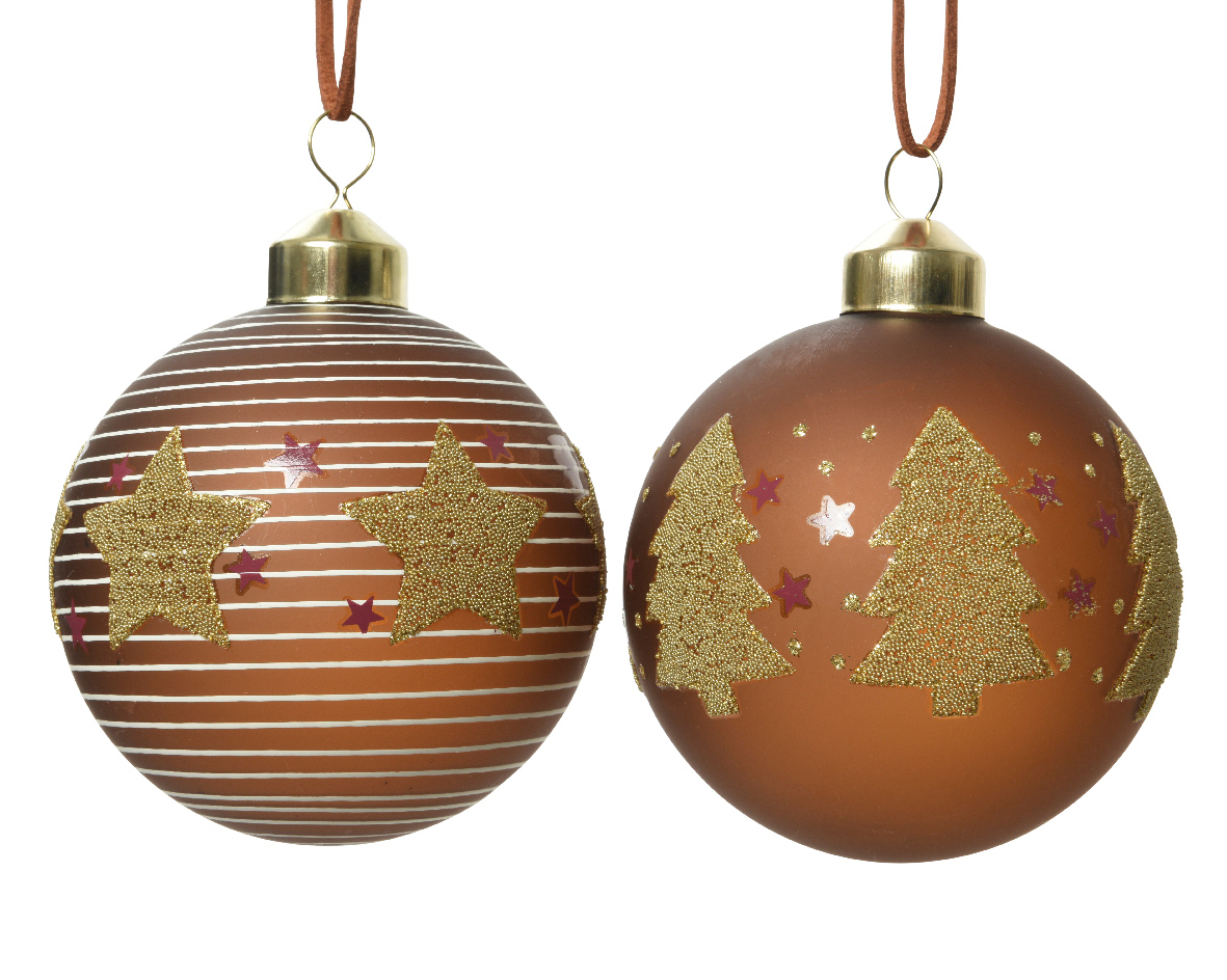 Ksd Kerstbal glas d8 cm kaneel 3 stuks  -