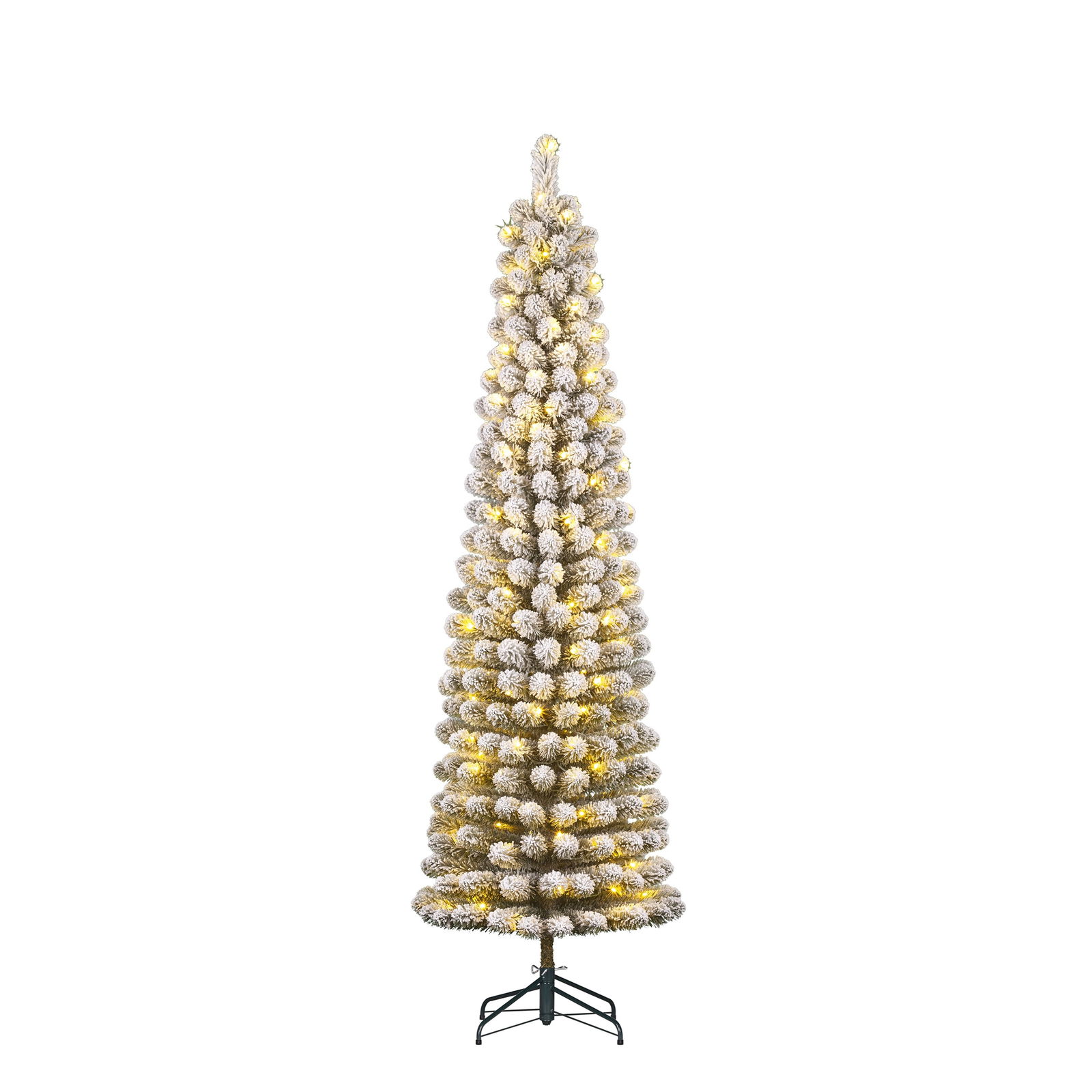 Black box Kunstkerstboom Charlton pilar groen frosted H215 x dia. 56 cm met 160 LED warm wit  -