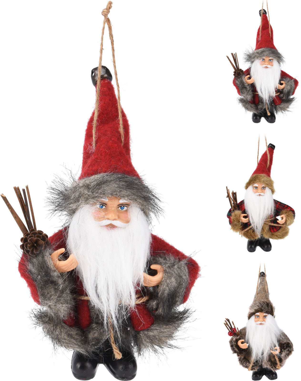 Nampook Mini kerstman hangdeco 13 cm kerstversiering  - 