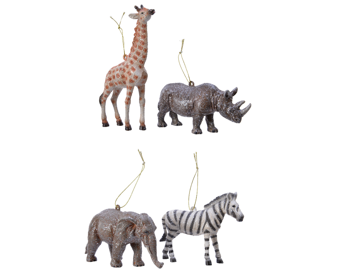 Decoris Dier plastic hang assorti kerstbal hangdeco kerst  - 