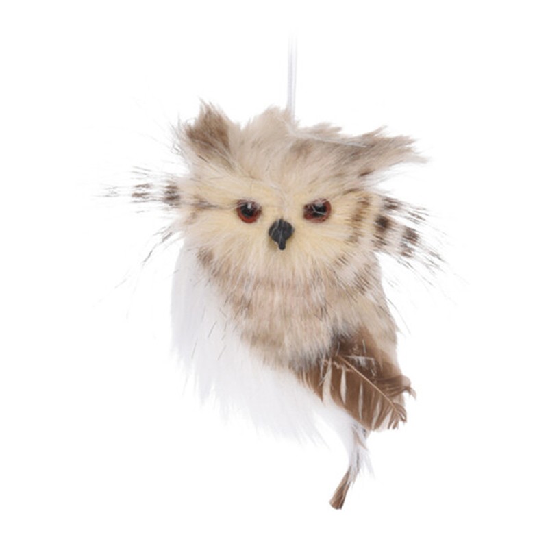 Nampook Uil hangdeco 9x10cm 3ass beige  - 