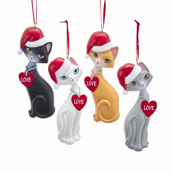 Kurt s adler Resin Cat W-Xmas Hat Ornament 4 inch kersthanger Kurt S. Adler - 