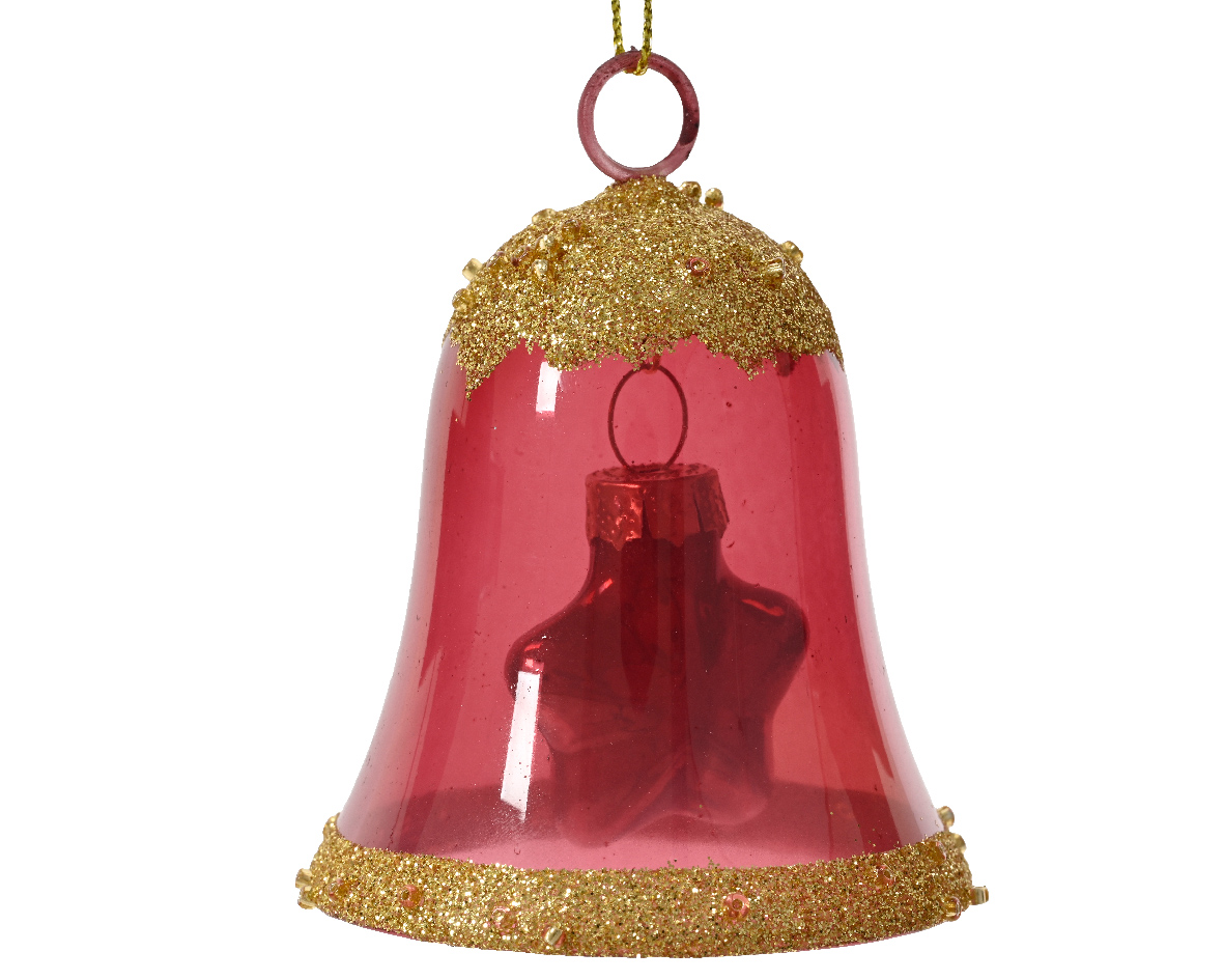 Decoris Klok glas l6.2b6.2h7.5 cm vrz kerst  - 