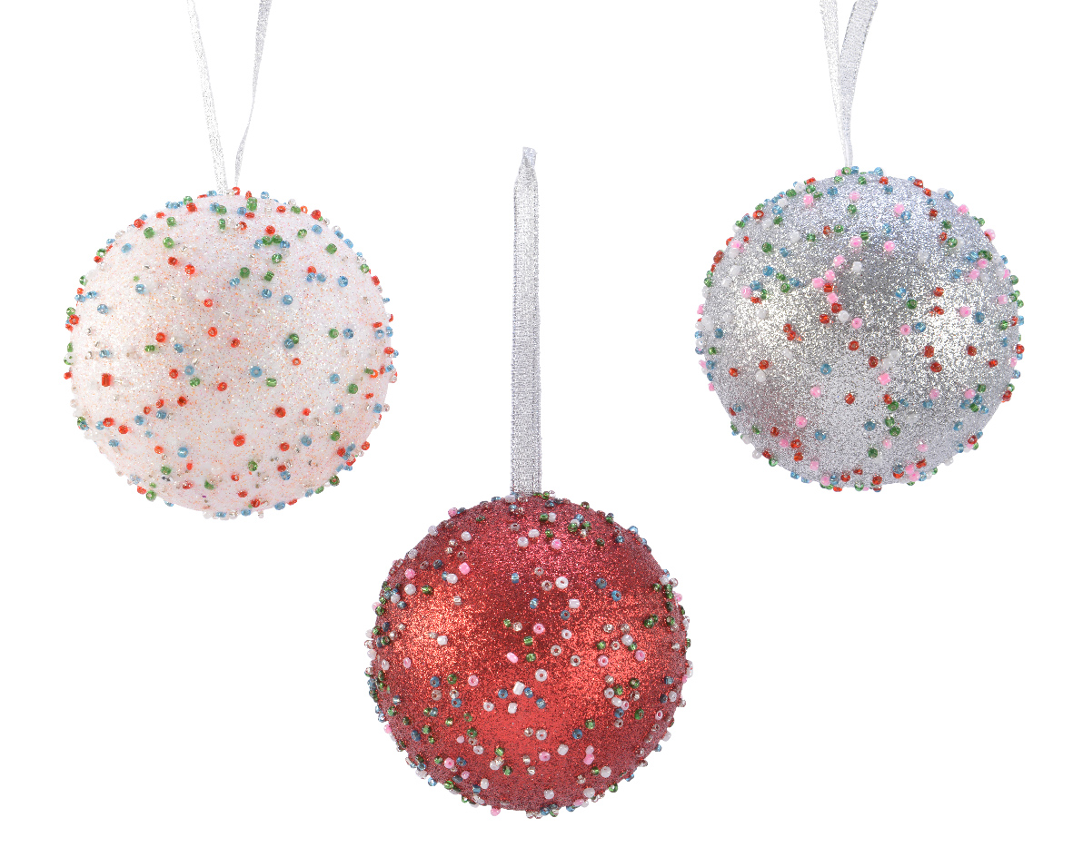 Decoris Kerstbal foam kralen d8 cm a3 hangdeco  - 