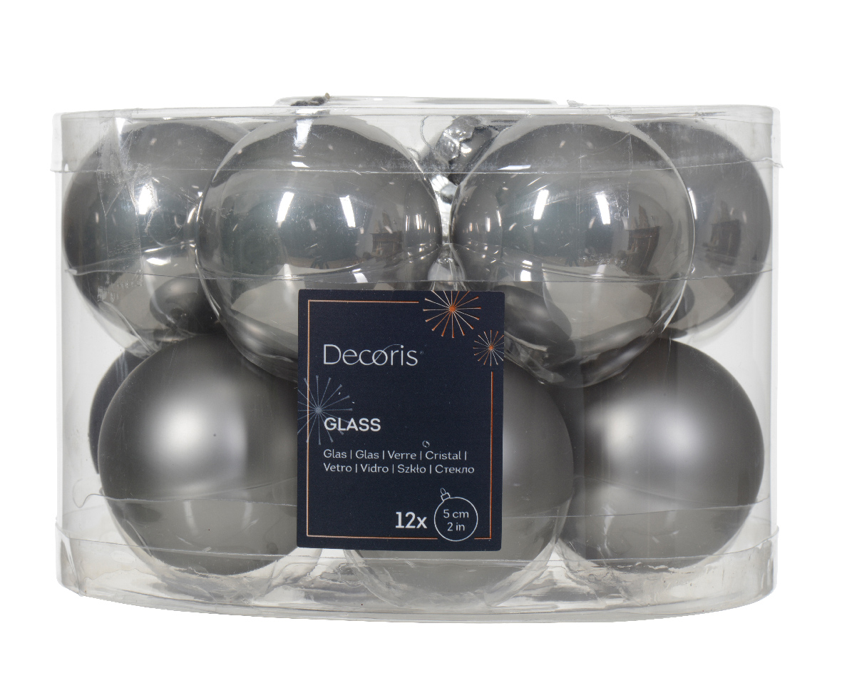 Decoris Kerstbal glas d5 cm mgrs ass 12st kerst  - 