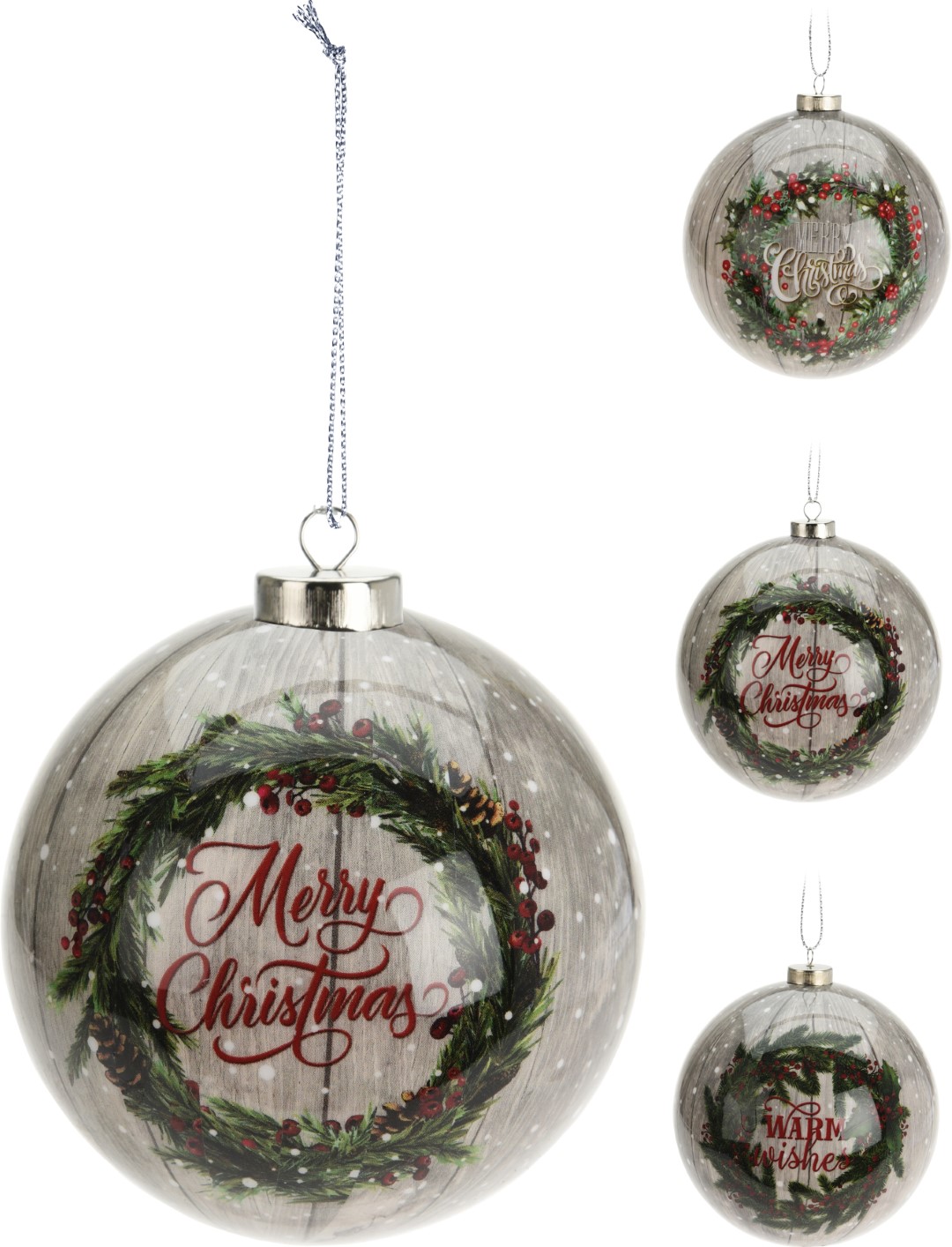 Nampook 5 stuks! Kerstbal 8 cm 3 assorti tekst design  - 