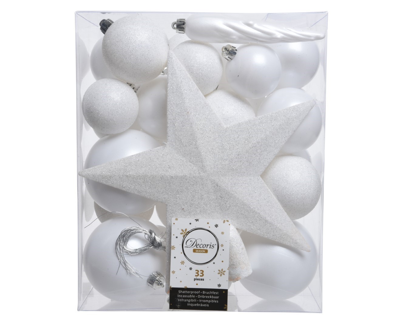 Decoris Kerstballen mix 33 st Winterwit Kerst  - 