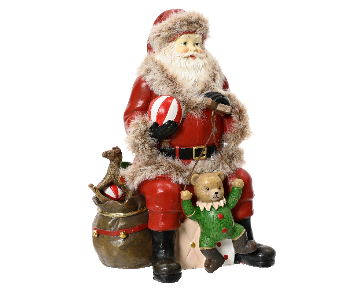 Decoris Kerstman polyresin l9.7b13h19 cm rood kerst  - 
