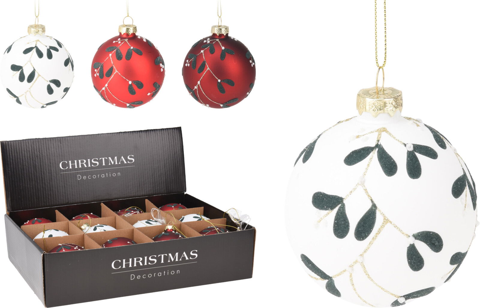 Nampook Kerstbal 80 mm 3ass kleuren  - 