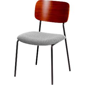 Meet_by_Paperflow meet by Paperflow bistrostoel LISA, gestoffeerd, zwart frame, walnootfineer, grijze bouclébekleding, set van 2