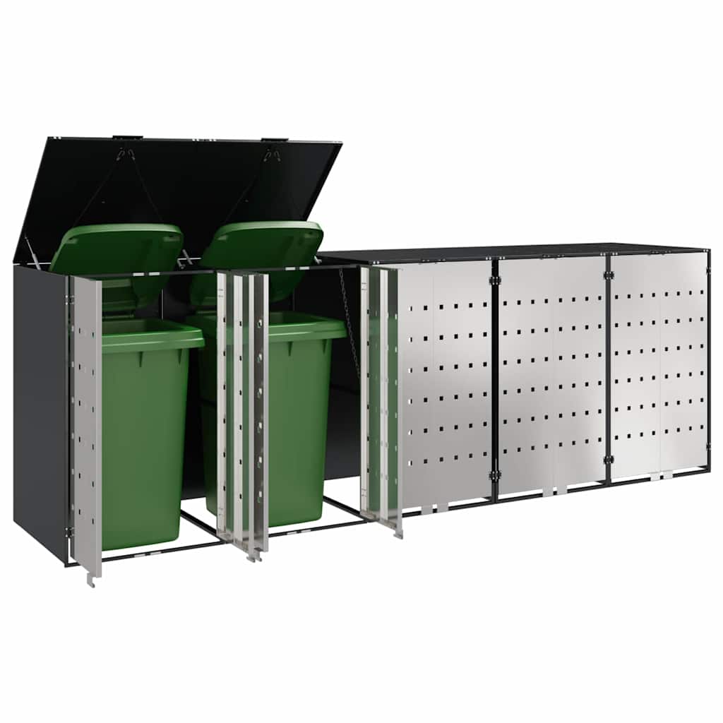 vidaXL Wieltjesbakopslag voor 3 bakken Antraciet 340 x 77.5 x 115.5 cm
