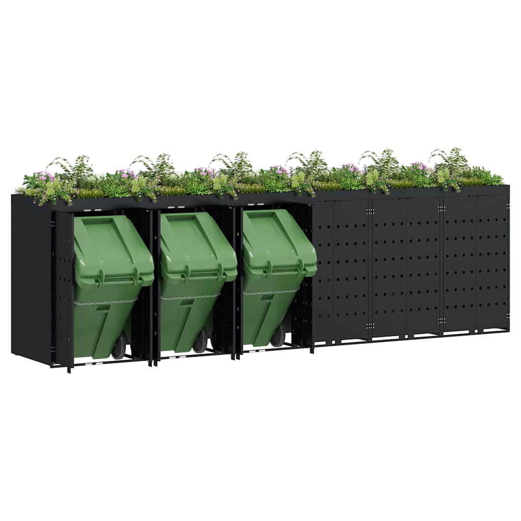 vidaXL Wieltjesbakopslag voor 6 bakken Zwart 408 x 77,5 x 121,5 cm