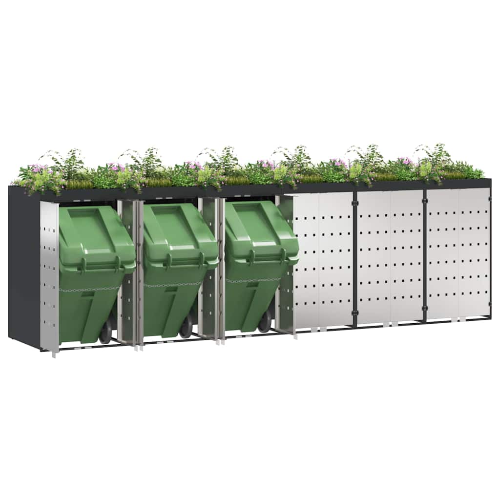 vidaXL Wieltjesbakopslag voor 3 bakken Antraciet 340 x 77.5 x 115.5 cm