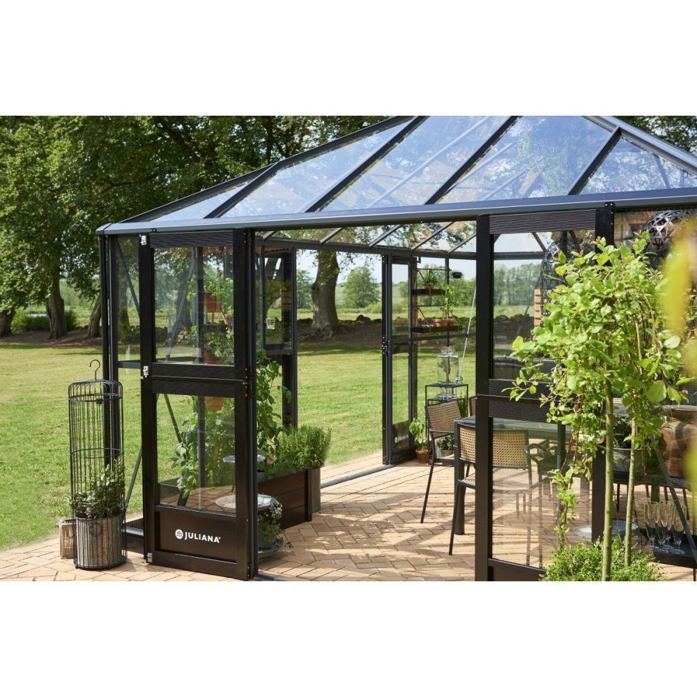 Juliana Extra zwarte deur voor  Oase 13,5 en Grand Oase 18,8 antracietgrijs - 5 secties - aluminium frame