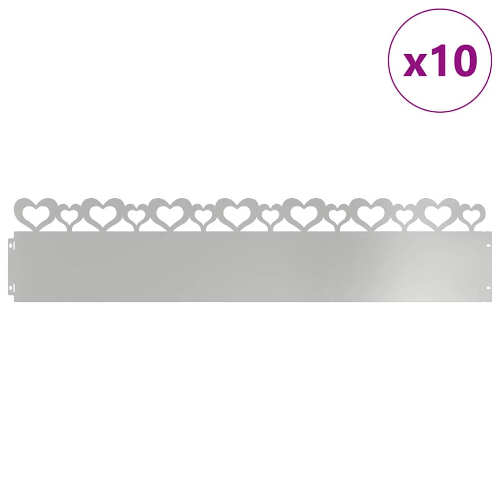 vidaXL Gazonranden 10 pcs Zilver 103 x 0,05 x 22 cm
