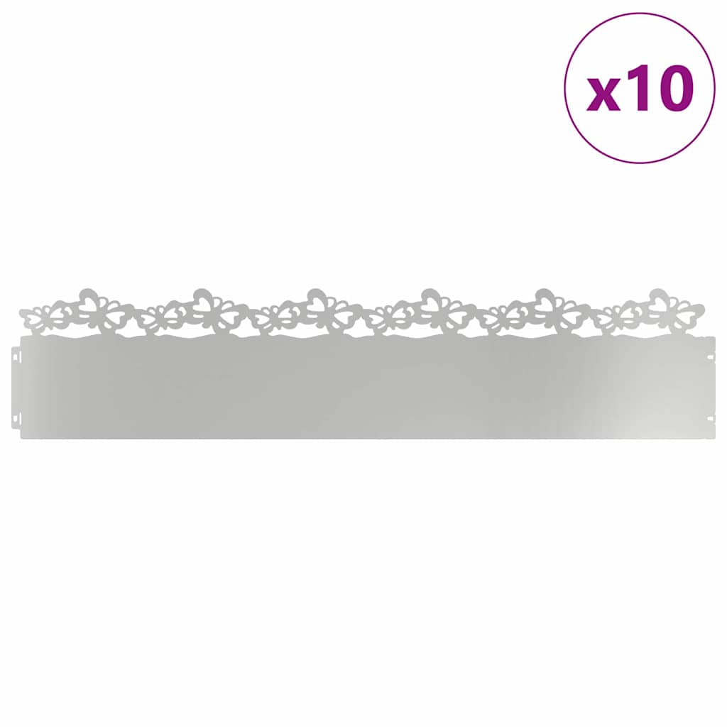 vidaXL Gazonranden 10 pcs Zilver 103 x 0,05 x 22 cm