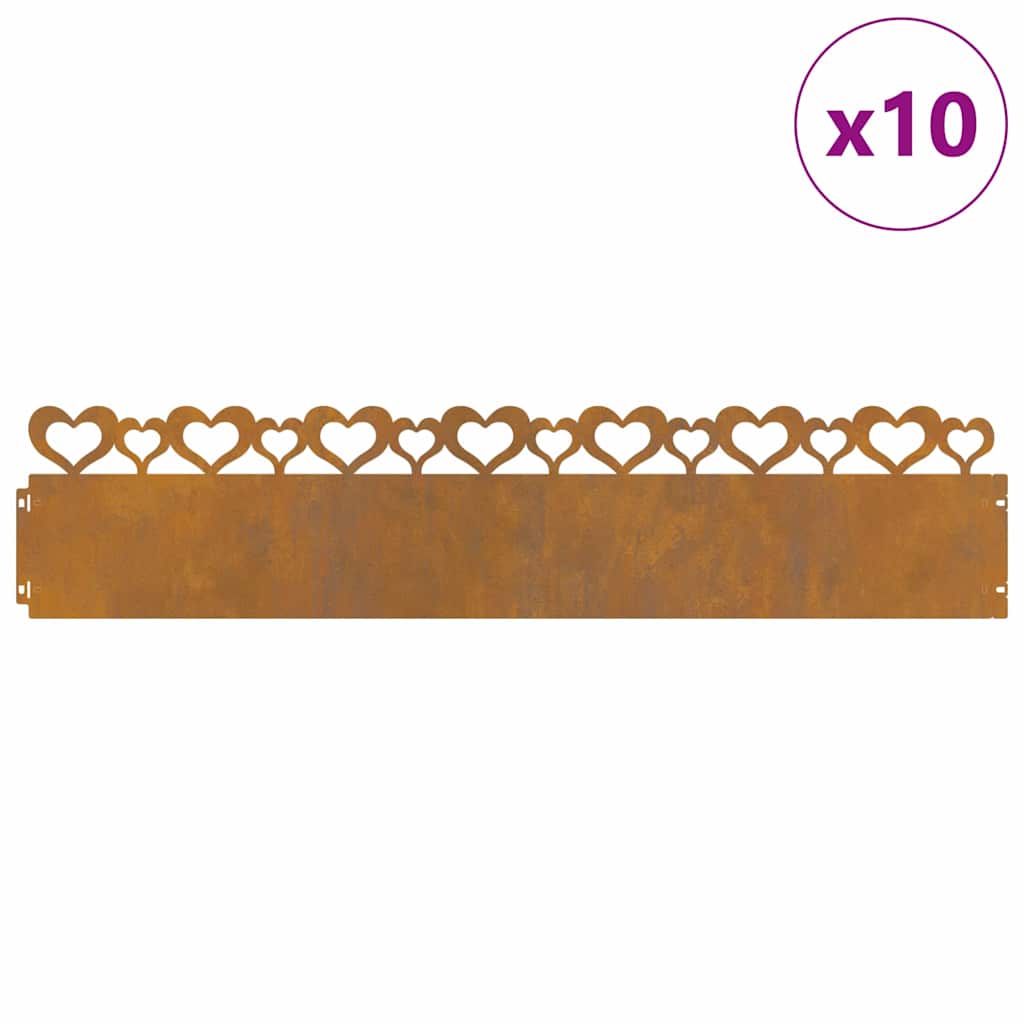 vidaXL Gazonranden 10 pcs Roestig 103 x 0,05 x 22 cm Cortenstaal