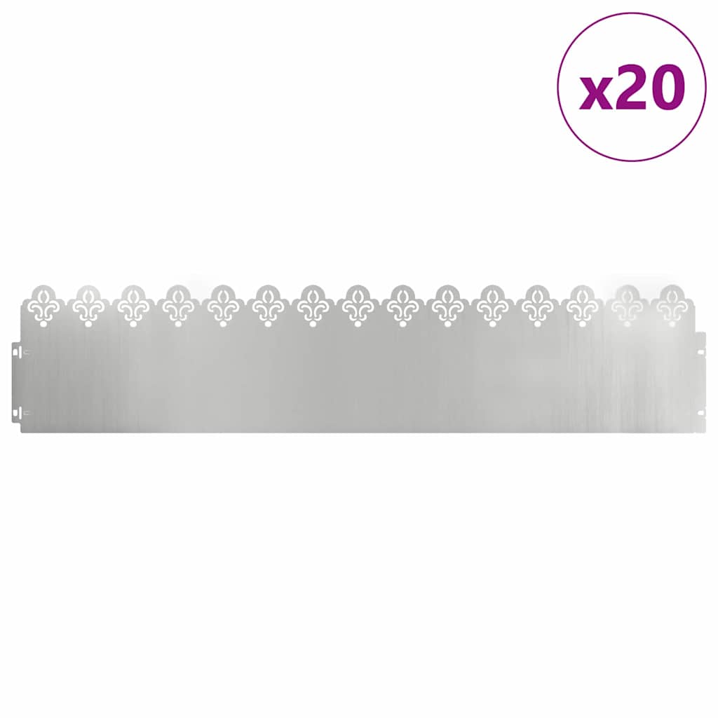 vidaXL Gazonranden 20 pcs Zilver 103 x 0,05 x 22 cm