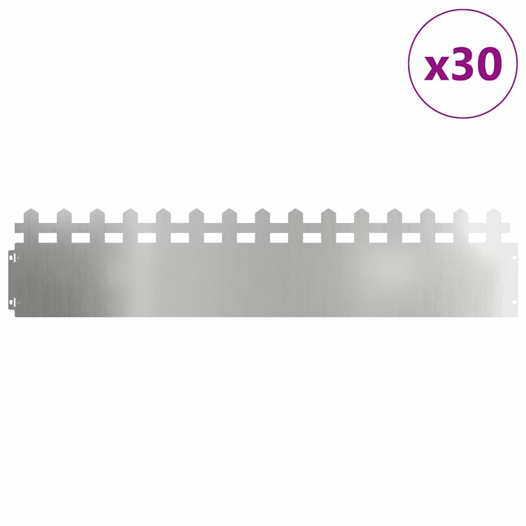 vidaXL Gazonranden 30 pcs Zilver 103 x 0,05 x 22 cm