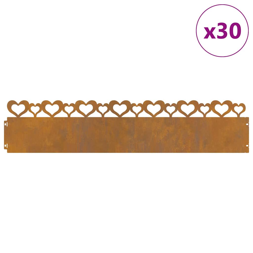 vidaXL Gazonranden 30 pcs Roestig 103 x 0,05 x 22 cm Cortenstaal