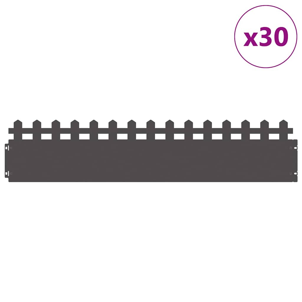 vidaXL Gazonranden 30 pcs Zwart 103 x 0,05 x 22 cm Staal