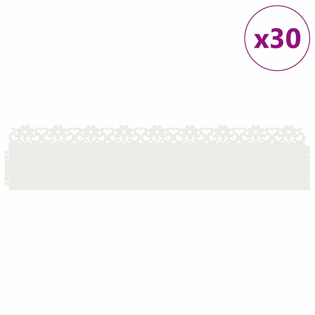 vidaXL Gazonranden 30 pcs Wit 103 x 0,05 x 22 cm Staal