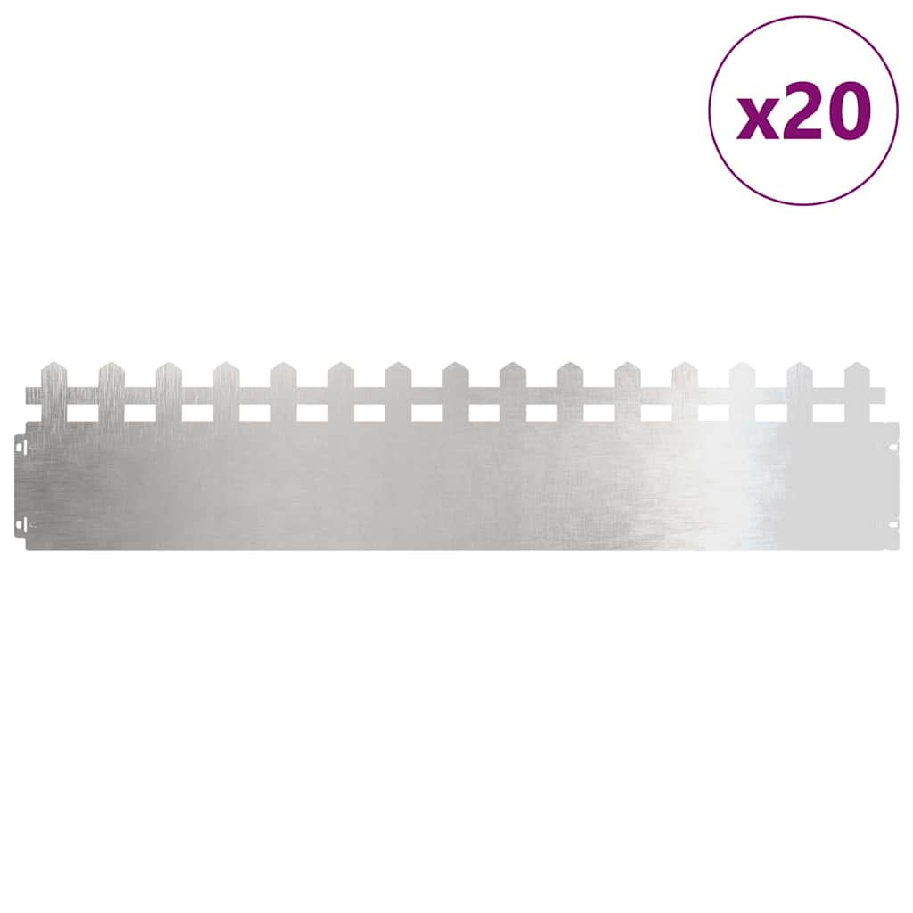 vidaXL Gazonranden 20 pcs Zilver 103 x 0,05 x 22 cm Roestvrij staal