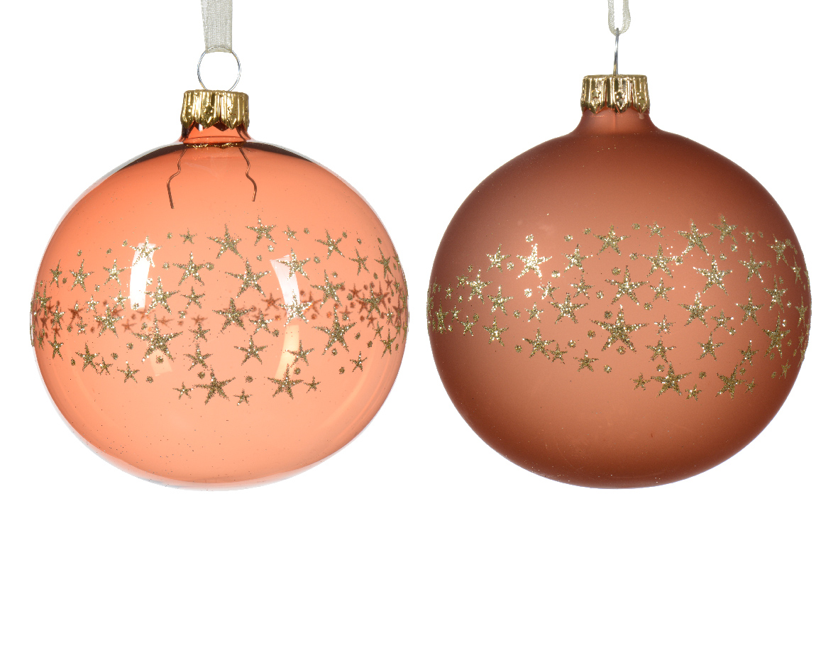 Decoris Kerstbal glas d8 cm rood koper a2 IV kerst  - 