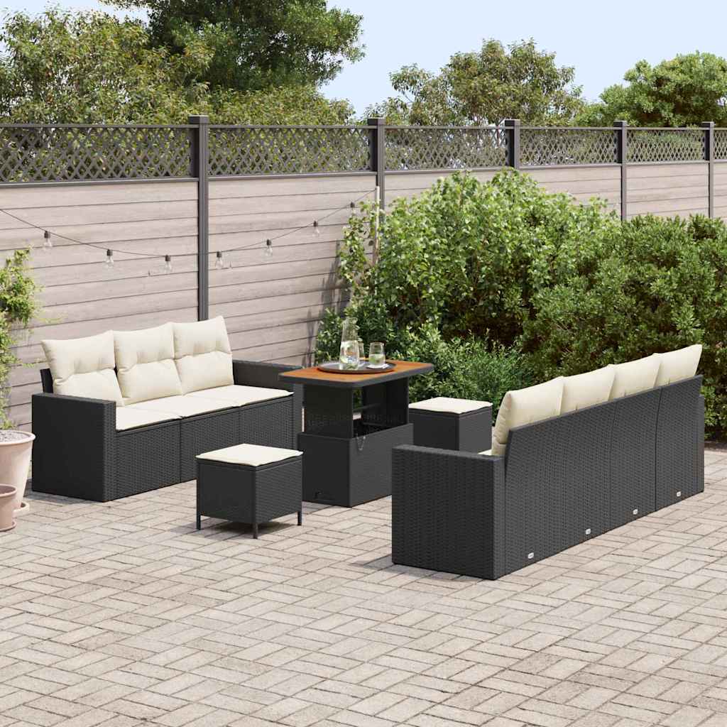 vidaXL Tuin Sofa Set 10 pcs Zwart poly rattan