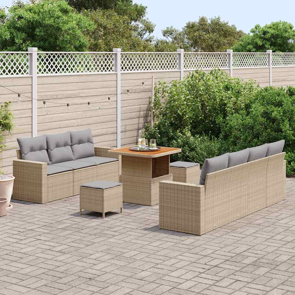 vidaXL Tuin Sofa Set 10 pcs Beige poly rattan