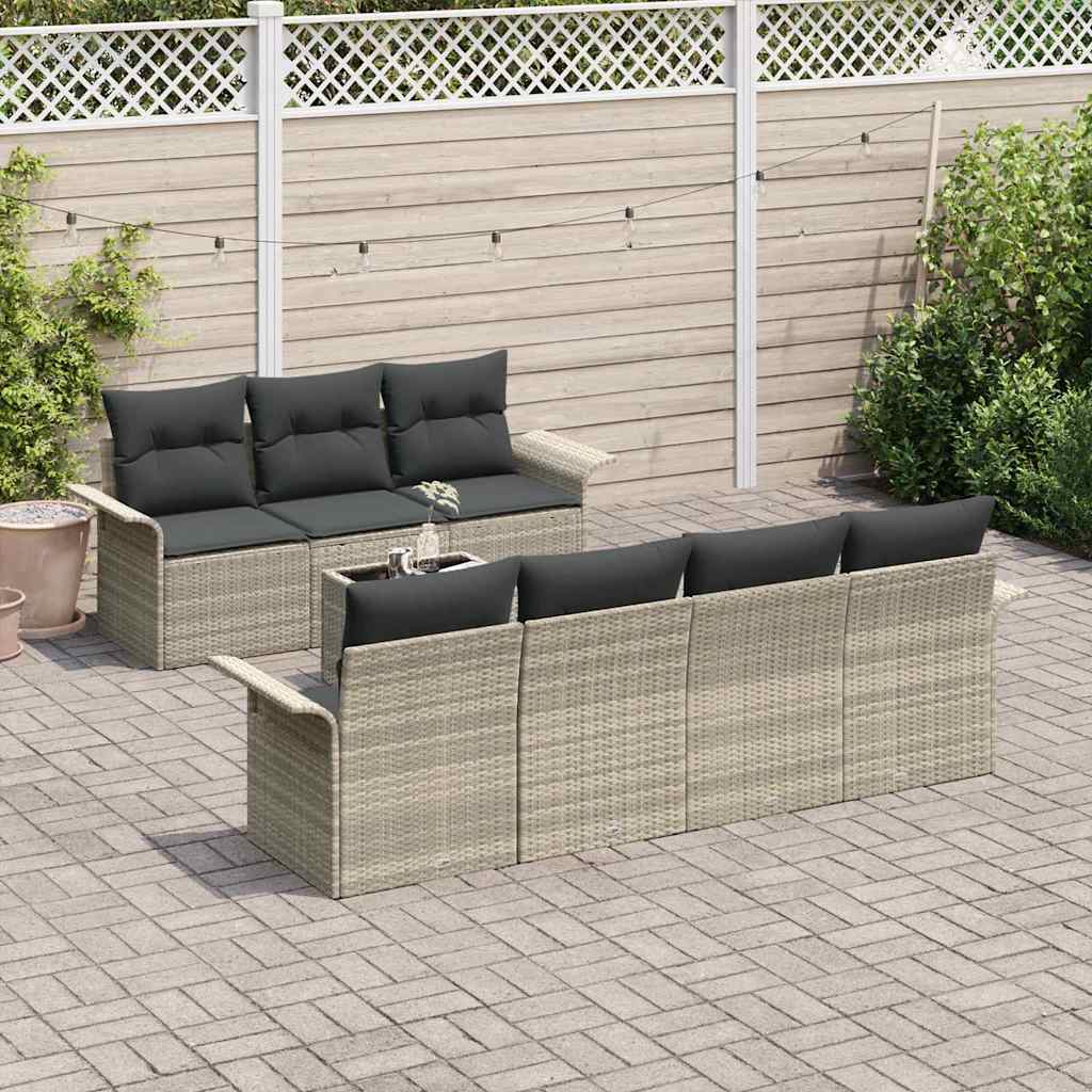 vidaXL Tuin Sofa Set met kussen 8 pcs Licht Grijs en Donker Grijs