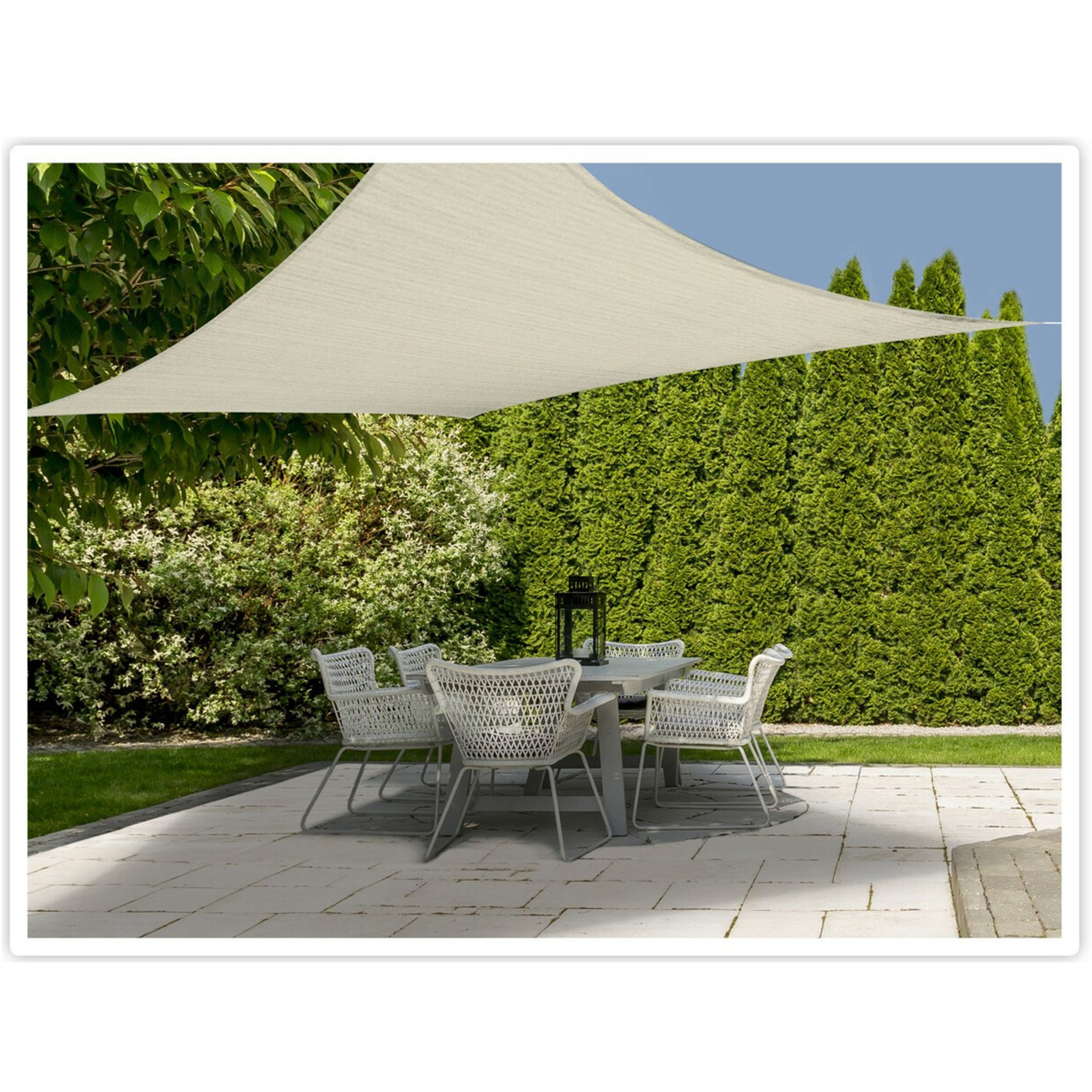 Merkloos Schaduwdoek - Set van 2x stuks - gebroken wit - 3 x 3 meter - vierkant - zonnescherm -